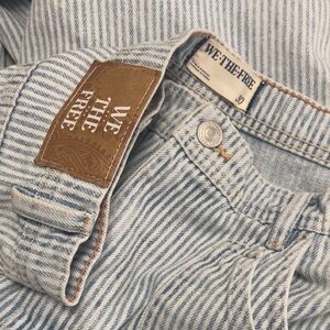 We The Free Piper Wide Leg Jeans (Striped Denim) Cropped